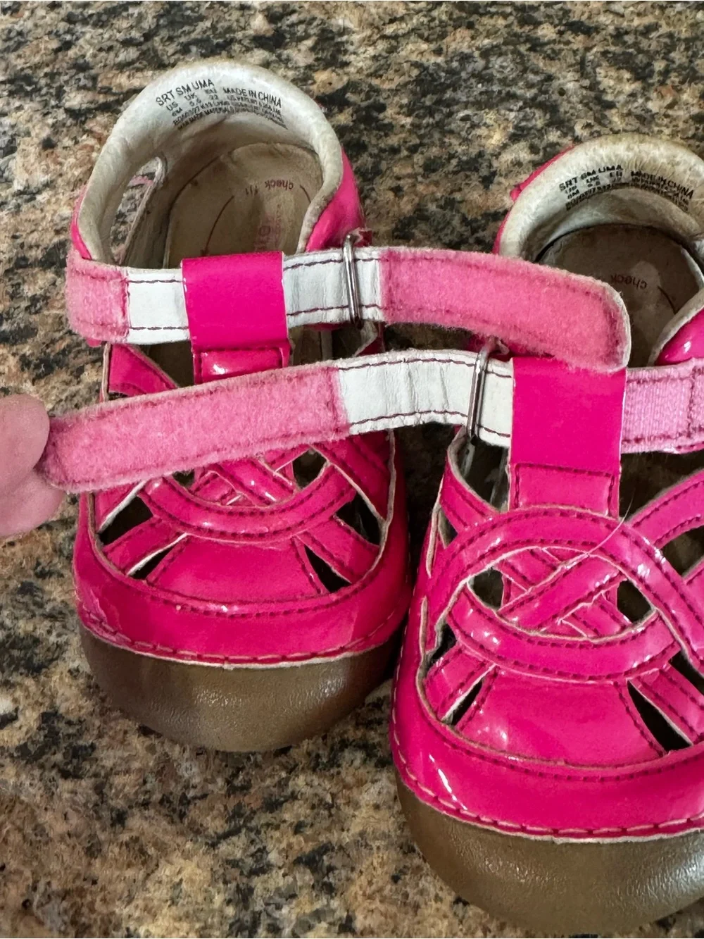 Stride Rite Soft Motion Hot Pink Fisherman Sandal Baby Girls Size 6 Leather